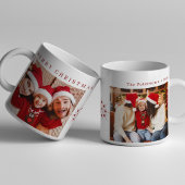 Mug Joyeux Noël typographie rouge photos personnalisée