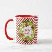 Mug Joyeux Noël Vacances Wreath Red Stripes (Gauche)