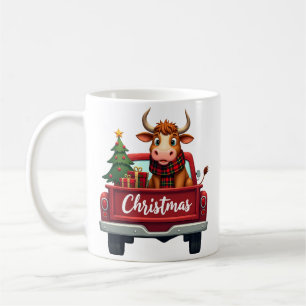 Mug Joyeux Noël Vache des Highlands Sapin de Noël Roug