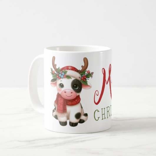 Mug Joyeux Noël vache mignonne (Devant gauche)
