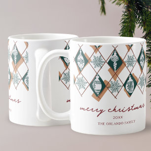 Mug Joyeux Noël vert Nom du script Ornements Neige