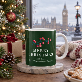Mug Joyeux Noël vert personnalisé Famille