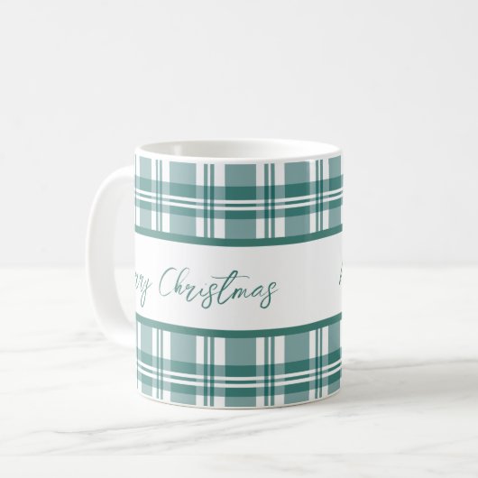 Mug Joyeux Noël Vert Plaid (Devant gauche)