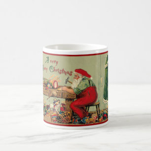 Mug Joyeux Noël vintage avec Père Noël Workshop
