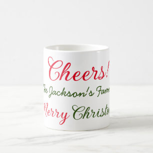 Mug joyeux noël vœux ajoutez nom de famille texte phot