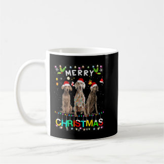 Mug Joyeux Noël Weimaraner Chemise Santa Hat Lumières