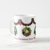 Mug Joyeux Noël Wreath Joyeux Fêtes Personnaliser (Devant gauche)