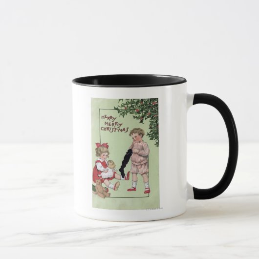 Mug Joyeux NoëlEnfants avec jouets par arbre (Droite)