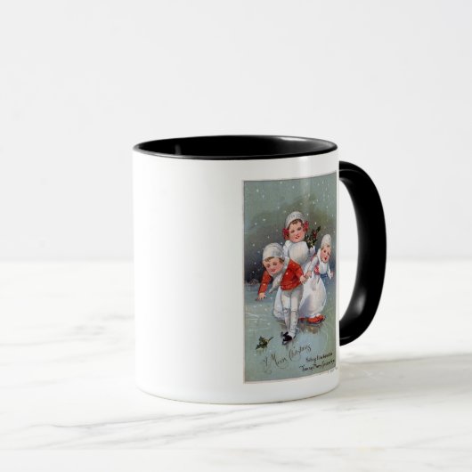Mug Joyeux NoëlPetits enfants Patinage sur glace (Devant droit)