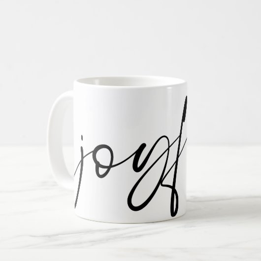 Mug Joyeux Noir Nom de calligraphie Blanc (Devant gauche)