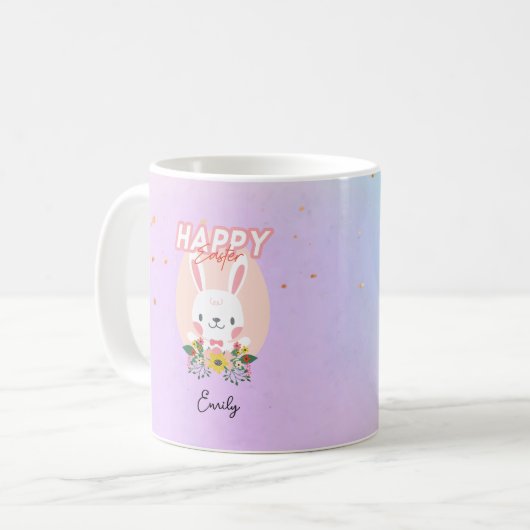 Mug Joyeux nom de fleur de lapin de Pâques (Devant gauche)