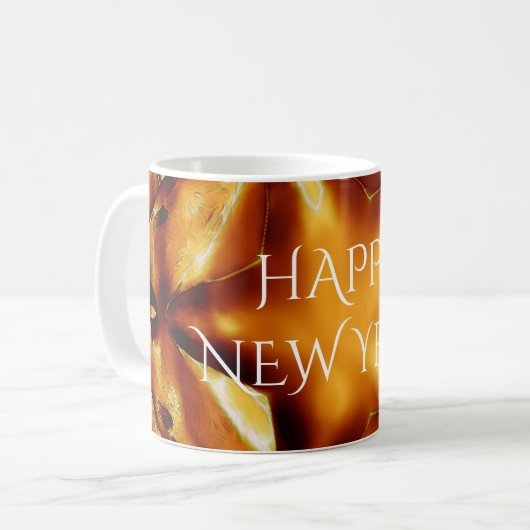 Mug Joyeux Nouvel An Brown or cuivre Élégante étoile (Devant gauche)