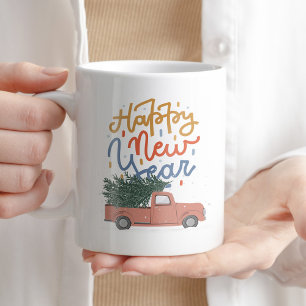 Mug Joyeux Nouvel An Thé de Café Typographie Hiver ten