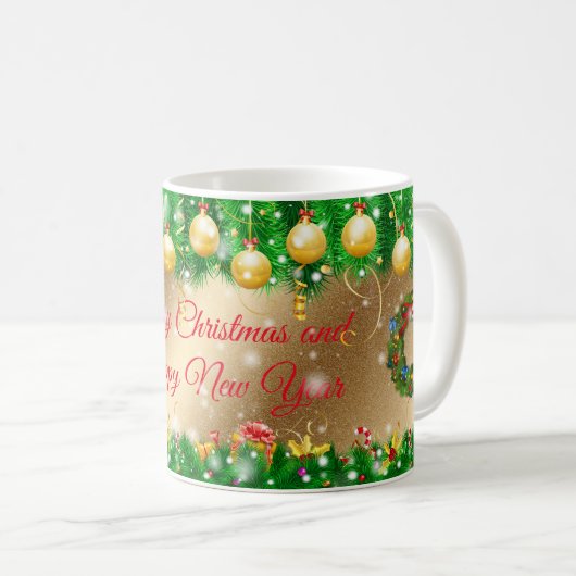Mug Joyeux or de Noël (Devant droit)