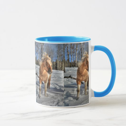 Mug Joyeux Palomino Pinto Horse et neige (Droite)