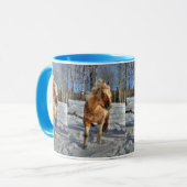 Mug Joyeux Palomino Pinto Horse et neige (Devant gauche)