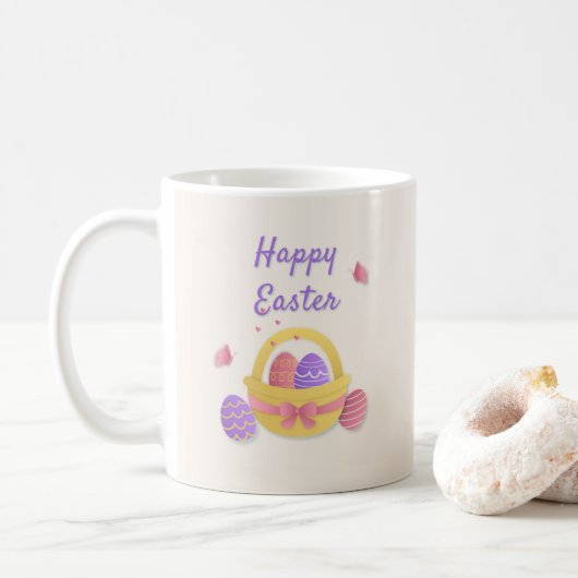 Mug Joyeux panier de Pâques et papillons (Avec donut)