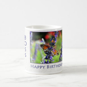 Mug Joyeux papillon floral Boss Birthday