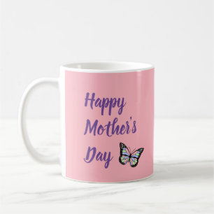 Mug Joyeux papillons de la Fête des Mères en rose