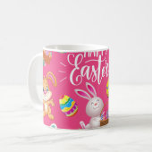Mug Joyeux Pâques, Amusants Souhaits De Lapin Et Oeufs (Devant gauche)