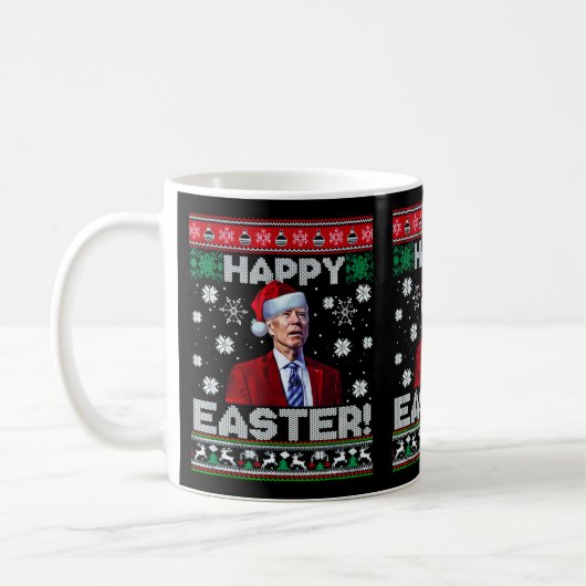 Mug Joyeux Pâques drôle Joe Biden Père Noël Noël (Gauche)