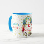 Mug Joyeux Pâques Floral Décoratif Monogramme Typograp (Devant gauche)