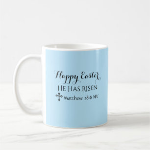 Mug Joyeux Pâques Il a ressuscité Bible Verse Bleu cla