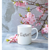 Mug Joyeux pâques, lapin de Pâques marchant avec des o
