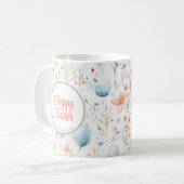 Mug Joyeux Pâques | Nom personnalisé | Floral (Devant gauche)