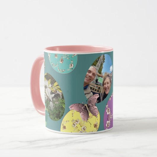 Mug Joyeux Pâques, Pastel OEufs de Pâques avec 3 photo (Devant gauche)