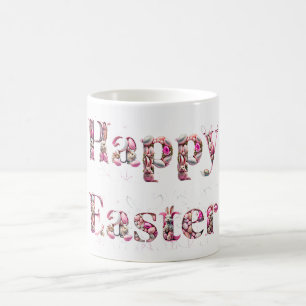 Mug Joyeux Pâques Texte Lapins Œufs de Pâques