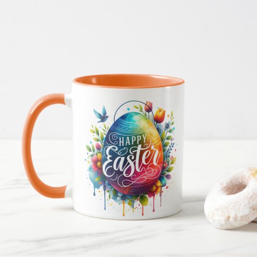 Mug Joyeux Pâques : Vibrant Oeuf de Pâques (Avec donut)