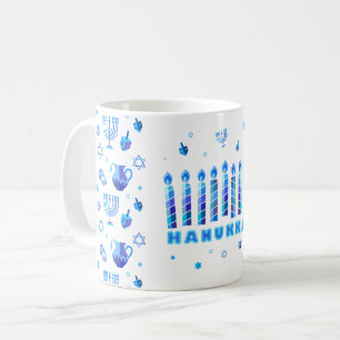 Mug Joyeux Parti Hanouka Belle Décoration Bleue