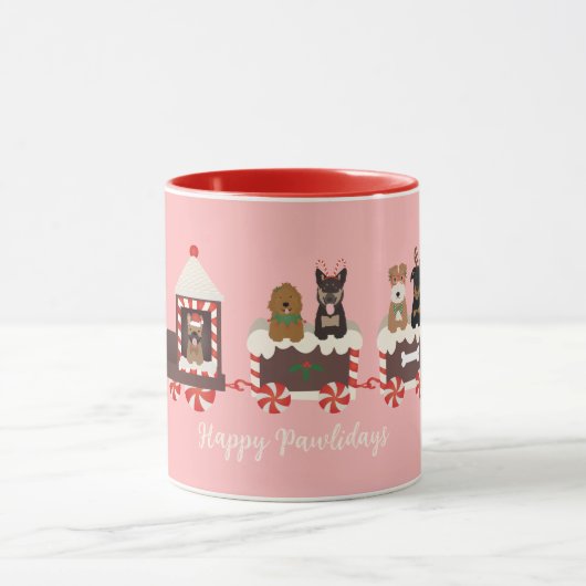 Mug Joyeux Pawlidays Chien Noël Train de vacances (Centre)