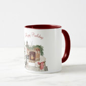 Mug Joyeux Pawlidays Design de Chien - Collie (Devant droit)