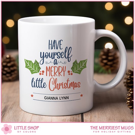 Mug Joyeux petit Noël Holly Leaf personnalisé