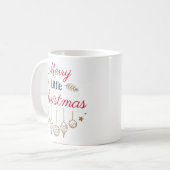 Mug Joyeux petit Noël Or Holly Ornements Feuille (Devant gauche)