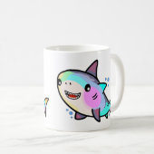 Mug Joyeux petit requin souriant avec des bulles. (Devant droit)
