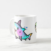 Mug Joyeux petit requin souriant avec des bulles. (Devant gauche)