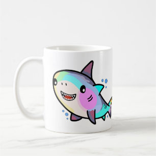 Mug Joyeux petit requin souriant avec des bulles.