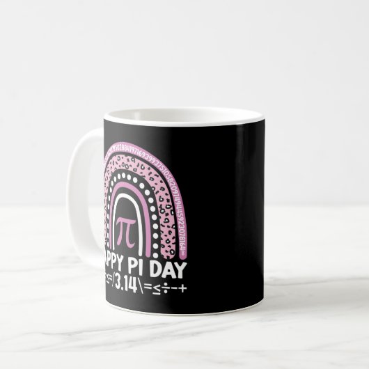 Mug Joyeux Pi Day 3.14 Leopard Rainbow Math Enseignant (Devant gauche)
