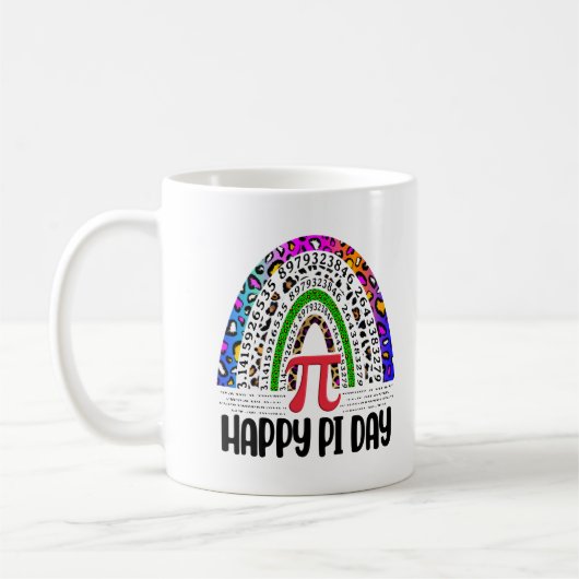 Mug Joyeux Pi Day Mathématique Leopard Rainbow (Gauche)