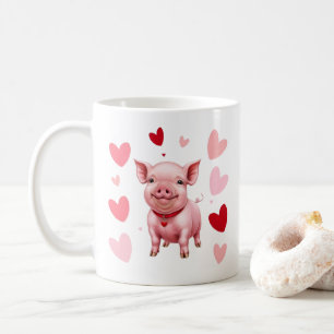 Mug Joyeux Piglet avec Coeurs, Amateurs de Cochon