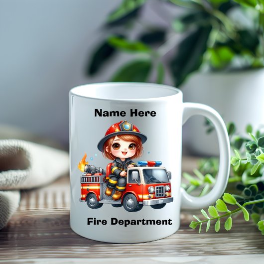 Mug Joyeux pompier conduit camion rouge