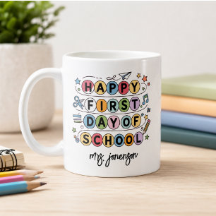 Mug Joyeux Premier Jour d'École Nom Personnalisé