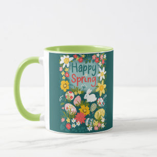 Mug Joyeux printemps Pâques chasse aux oeufs champ de