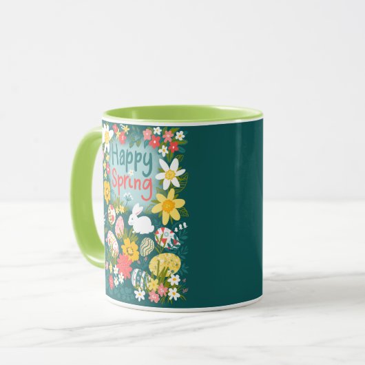 Mug Joyeux printemps Pâques chasse aux oeufs champ de (Devant gauche)