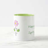 Mug Joyeux printemps vert type avec Fleur rose (Centre)