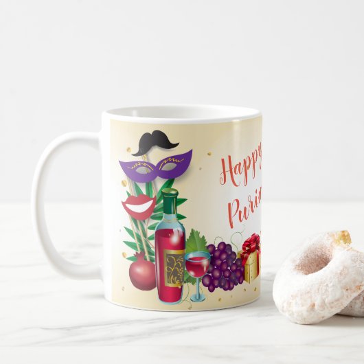Mug Joyeux Purim Festival Fête des enfants (Avec donut)