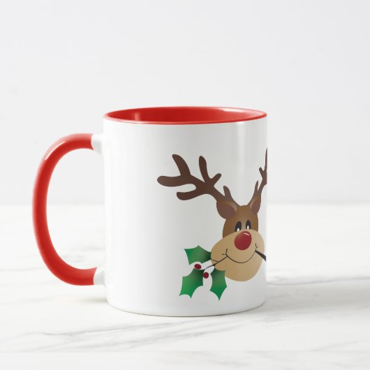 Mug Joyeux rennes de Noël avec Mistletoe (Gauche)